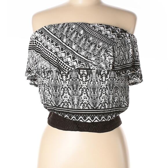 Jessica Simpson Small Black White Tube Crop Top - Picture 7 of 8